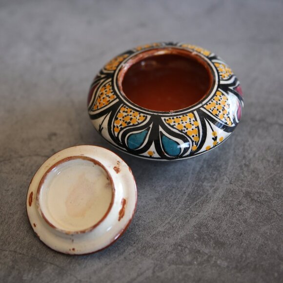Moroccan Ceramic Small Item Holder with Lid - Handcrafted, Colorful Decor - Picture 4 of 7